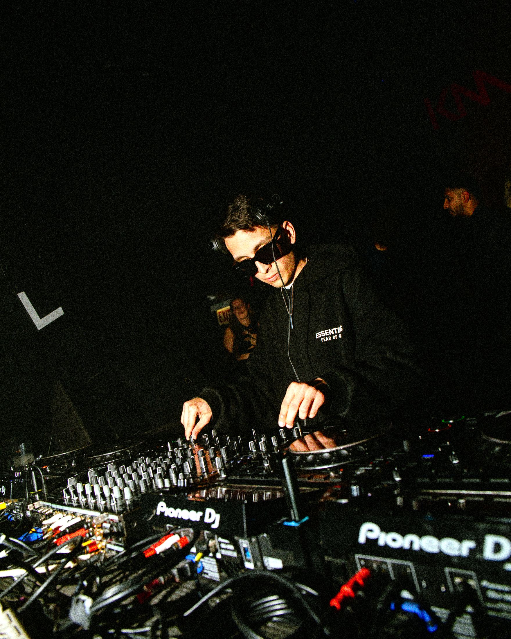 Kike Moreno working the mixer in low light